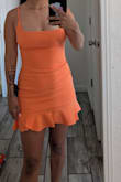 I think my hips might be a little too big for this cut of dress. It would be an absolute disaster if I wore this without any shorts. The hem where the cute ruffles start doesn't even cover my entire peaches. But with shorts on, it's manageable. I still love the color and everything about the dress. Although, I do warn anyone else with a wider set of hips to keep that in mind. - Jacqueline G.