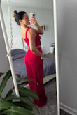 I absolutely love the color - it's super flattering and makes me feel amazing. The pants run a little long, so I have to adjust them, but they look perfect with high heels! - Veronika M.