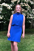 First choice for the 8th-grade semi-formal. The modest cut made it easy to dance without worry about wardrobe failures. The versatile dress cut and blue color make it work for many different events and seasons. A bit mature for 8th grade, but she looked gorgeous and elegant!! - Claire Z.