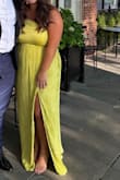 This dress runs a little long I'm 5'6 and wore heels and still should've gotten it hemmed, just didn't have time. 

The color is stunning! It was so comfortable & I got many compliments on the style & color! - Nicole P.