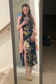 I LOVE this dress. My bust is actually a 32g but that's not an option. I had to sew a tack stitch to keep the front together so busty girls beware. Fabric runs easily as well so be gentle with it. Only reason not 5 stars is the fabric came with a few runs in it and I don't have time to return for a new one, but I'm fairly certain only I will notice them on the day of the wedding :) - Sara M.