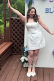 So I loved this dress. It's beautiful, it's light and good quality material. I wore this for my bridal shower and have some notes to point out. 
1. The straps were falling down a little the longer I wore it, now I know that this may depend on how the back straps are tied but I tied it pretty tight. Now it didn't fall off and I didn't flash anyone, but it was definitely starting to creep down my shoulders. Again though if you're wearing for a couple hours or one day event, it's doable for sure. And maybe some fashion tape would've helped too. 

2. It's pretty short, I had to wear some spandex underneath and I'm not even tall but with or without heels, if I bent over I was going to show my butt. 

3. Overall it's a super cute dress and the upper waist area along rib line can be on the tighter side so if that's an issue I'd size up. Genuinely I could've sized up but the size was comfortable for my event. - Diana R.