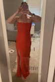 This dress is so cute! It's flattering and trendy. The fabric is thicker than the picture looks. I'm a little worried about the July wedding temps, but the thicker fabric makes it flattering. - Allison G.
