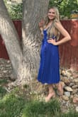 Love the ruffles and all the very cute details to this dress! It's a perfect cobalt blue color. Great for summer or spring, is not too hot to wear! - Mikaela C.