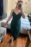 This dress is perfect for hourglass or pear-shaped girls with curves. Fits TTS, material does not feel cheap and the straps are adjustable, allowing you to get the perfect fit. I love it - Joanna C.