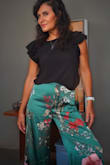 I loved the feel and look of these silky smooth green floral print pants. I dressed them up for work or would wear casual for vacation nights. At 59, style and comfort are important, and these, are a bullseye! <3 - Michelle M.