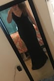 I absolutely love this dress! It's extremely flattering! I love that I'm able to wear a normal bra with it to keep the ladies comfortable all night long! I'm pretty petite so I had to get the dress hemmed a bit, and I got the shoulder taken in too, which was super easy and the dress is almost designed so the shoulders can be easily taken in. My short stature I pretty much have to do that with all dresses, but if you're 5'2" or above i feel this dress would be fine with some heels! The pic is before any alterations with my heels on! - Katie O.
