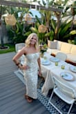 Perfect for a resort style dinner party! Material isn't breathable, but fits perfectly! I ordered a medium. I'm 5'4 140lbs. - Jen R.