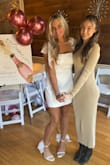 I bought this for my bridal shower. Loved the material- just stretchy enough and was able to wear Spanx under it. The pearl straps were perfect. I'm 5'7 and 145lbs at the time. The fit was true to size, and I got a medium! - Terri K.