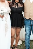 I absolutely love this romper. It looks like a dress, but surprise, it's shorts! I wore it to my best friend's backyard wedding, and it was perfect. The material is very comfortable with just the right amount of stretch, especially in the lace, which is also stretchy. I have a larger bust and ordered a Large, which fit perfectly. If you're looking for a chic, versatile piece that feels great and accommodates curves, this is a fantastic choice. Highly recommend checking the size chart, but the Large worked great for me! - Ruth W.