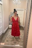 The bottom half fit great, but the bust had way too much fabric and was wide. I even went to get it altered, and the seamstress said it couldn't really be fixed. See pic! - Kylene T.
