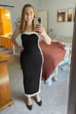 I absolutely love this dress. I always order my wedding guest dresses from Lulu's, and this is one of my favorites I've ever gotten! It is comfortable, fits perfectly, easy to move around in, and so flattering. I am pretty petite, so I was worried that the white stripes would make me look even shorter, but it actually elongates my figure. I usually have to get dressed tailored, even with heels, but this dress is the perfect size and length. I can't wait to wear it to the black and white wedding we're going to! - Amanda M.