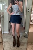Very cute skort! The waist is pretty snug on me and has no stretch. Otherwise it fits perfectly! - Hannah J.