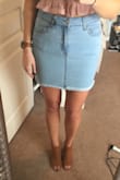 I absolutely love this skirt! It fits like a glove. It's stretchy and doesn't seem to ride up like most denim skirts. I ordered in light denim and white and I'm so glad I did!! Gonna be a summer go-to for sure. - Chelsea H.