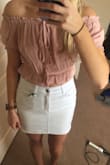 This top has the perfect spring vibe! It crops at just the right spot without showing too much stomach with a high waisted bottom. Just needs to be steamed! Will probably wrinkle easily. - Chelsea H.