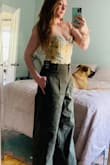 Love these olive slacks! Cute pleat, wide leg and super chic! These are very versatile and so well with Lulus embroidered bodice bodysuit. LOVE!!! - Dana B.