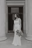 There was no stretch to this at all. Throughout the night, it did seem slightly looser and more comfortable to sit, but it's important to find your true size. I was told this looked like it was made for me. So happy I went with this dress over the boutique dress I originally had - Lea L.