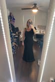 Bought this for a formal winter wedding I am attending. The fit is gorgeous. Mermaid like and it hugs in all the right spots. I prefer to wear a regular bra so I tend to look for dresses with 2 straps. This is perfect. I did need to alter the length. It is a comfortable material so I know it will be good all afternoon and evening. I ordered an XL. I have a larger bust. The price is great too. It looks more expensive than it was.. quality material. - Michelle G.