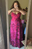 I loved the colors and the pattern on this dress! It was very breathable with the slit and fabric for a June wedding as a guest. The waist fit perfectly but the chest was a little snug so I only wore cakes underneath. - Rachel W.