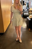 This dress is pretty and breezy. Great for work or weekends. I am 3 months post partum with my 3rd baby and almost 40, so I have a lot of specific criteria for work dresses that this meets! Very flattering on the tummy and boobs while still being able to wear a bra and not too low cut. Pumping friendly with the Elvie pump. Not too short, easy to wash and wear, nice and cool, pretty color for a soft summer, lined. The only tiny thing is I wish it wasn't puckered/ruched along the shoulders, I just feel like it kind of adds a hunched look visually, but it's still really pretty. - Gianna S.