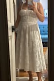 Absolutely love this dress! The fabric, the cut, and the overall style are beautiful and super flattering. That said, it runs pretty tight in the ribcage area (between the chest and hips). If you're busty or broader up top, maybe size up (the fabric has no stretch at all). Leaving this here because y'alls reviews have saved me before! - Carolina R.