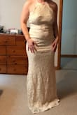 Dress fit true to size chart but slightly larger than I normally wear. Dress is fitted in hips so I ordered size based on that (largest area). Didnât love dress on me but it was very pretty, good quality material. Would need to be taken in (bust) and hemmed. - Megan G.