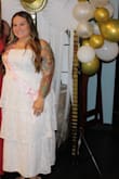 This dress is absolutely beautiful! Wore for my bridal shower and felt so beautiful in it. My only complaint is that it is slightly see through & there was extra fabric in the boob area so when i bent over I had to be mindful of the girls showing more than I'd like. Other than that, loved this dress so much! - Kaitlyn C.
