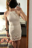 Cute white dress! Fits true to size (I'm usually a Medium at Lulus) although it's slightly loose in the back on me personally. I'll definitely wear it to something during my wedding weekend in September. - Paige S.