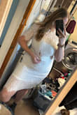 Wore this for my daughter's baptism & got so many compliments! I ordered two sizes as I wasn't sure what would fit. The size large fit better, but I had to wear the size extra large as the L had a hole in it. Lulus customer service is outstanding. They were quick to send a replacement, refund me, & let me keep the one with the hole in it. I highly recommend ordering from them, as the quality is stunning, and the way this fits my body type, I was so comfortable, yet felt perfectly dressed for the occasion. - Miranda K.