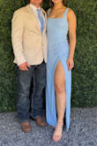 This dress was so cute! I loved it and would recommend it. I am 5'6 and with three inch heels it was the perfect length. With flats on I was stepping on the dress just a little. The slit is very high which did make getting low scandalous and taping the slit closed did not work. All in all, it was very cute! - Taylor J.
