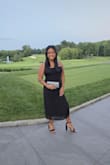 I wanted a simple black dress that I could wear for various events. I initially bought this for a wedding and it was perfect! The fabric definitely doesn't have any stretch but large fit me perfectly. it was just a little longer on me than the model because I'm short, but I don't mind at all. - Channing R.