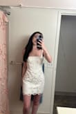 I ordered this as an option for my rehearsal dinner. I ended up returning it because I have wide hips and diagonally it was a bit uncomfy. Also, wasn't feeling like my style on. Otherwise, a pretty dress. - Brooklynn W.