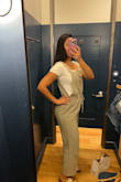 Love everything about this jumpsuit! Material is comfortable to be in all day and not hot or heavy feeling. I'd say it runs slightly big, not a lot though, I probably could have sized down to XS, but small (my normal size) fits me great! For reference, I am 5''5 135lbs. - Veronica G.