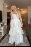 I ordered this dress to try for my bridal shower dress along with 2 other from Lulus. I ended up choosing a different option but this one was so cute and would be perfect for any bridal event! It runs a little big so if you are between sizes, definitely size down. - Kelli W.