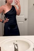 I absolutely love this dress! It fits perfectly and has adjustable straps, which I love so I don't need to alter the top half. The fit is gorgeous, and I love that the slit isn't super high! 10/10 would order again in another color! - Madison C.