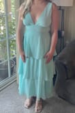 Dress runs a little tight in the waist and a little big in the straps but otherwise it fits true to size. I typically wear a medium and ordered a medium. Good quality - Sierra S.