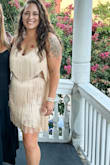 I wore this for a night out for my bachelorette party, and I got so many compliments! It was super comfortable and so cute. I usually wear a large but ordered an XL and it fit comfortably, could have possibly worn a large. I'm honestly considering wearing it during my reception if I decide to change out of my wedding dress. - Ashley C.