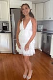 The dress was perfect for my bridal shower. I got so many compliments, and I felt so cute, sexy, and comfortable the entire day. The material is light and beautiful, so it's perfect for a summertime shower or event. I'm small busted, so I ended up using dress tape to keep the top close to my skin so I could move freely, but it worked out great. 10/10 recommend - Kaitlyn P.