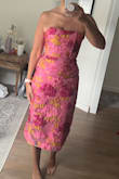 Loved this dress, but it was way too tight in my chest area. Already returned. Also, I paid extra for faster shipping, and it still came late. - Kristi V.