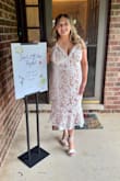 I loved this dress and got so many compliments on it. I wore it for my bridal shower, and rarely wear tight-fitting dresses. I felt so beautiful and comfortable in it. The fabric is stretchy and light weight while still being full coverage. The few downsides were the straps not staying tightened to where I wanted because of how elastic they were and the neckline being a tiny tiny bit flimsy, but as a large chested girl that's more a me problem. There were a few thread ends that needed to be cut shorter, but overall this dress was great. Would definitely recommend this dress. - Erin B.