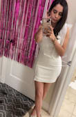 Dress was very nice, it did fit on the shorter side, and although it wasn't tight, it did run a bit smaller than I would have liked. Nevertheless, it was a nice dress for my bachelorette dinner. - Andreina M.