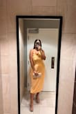 I purchased this dress as a wedding guest, and I got so many compliments! It fit perfectly, in my opinion. Wasn't too tight, but also not too big. The straps are adjustable, which was helpful! Color was super pretty! If I had to complain about something, then I guess idk about the weird fabric piece on the back/shoulder, but I guess that's the style? - Caitlin L.