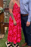 The bust of the dress is not secured in any way and required a lot of safety pins. I'm small chested but I can't imagine anyone with a larger chest having better success. - Megan B.