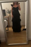 This dress is so stunning! I have a formal all black wedding to attend and I wanted a black dress that looked different from the classics. I have a rectangle athletic shape, and this dress helped add shape and looks so beautiful on! I can't wait to see it with hair/makeup/heels! - Rachel K.