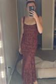 The color is better in person, the material is super comfortable, and the fit is super flattering. So excited to wear as a bridesmaid in the fall with the gorgeous color/pattern! - Hannah S.