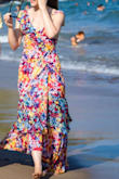 This dress fits so well, nice waist definition, and room in the flowy skirt for hips and butt. I'm small chested, and the top wasn't baggy like some can get, nor did it seem too snug.
I wore it for a fancier dinner celebration at a beach club. I felt very pretty and liked that it was colorful without being overwhelmingly bright or loud in terms of the pattern. Very happy with this choice! - Lauren G.