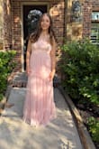 Perfect to the floor length. Light pink strapless, which fit tight enough to hold up. Teen girl, 16, wore this and it looked beautiful. Great quality - Leah M.