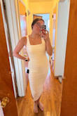 It just wasn't quite as formal as I needed for rehearsal dinner. Loved the neckline and it's very, very comfortable. Was a little big in the chest, but nothing major. Would be a better shower or Bach dress - Isabella W.