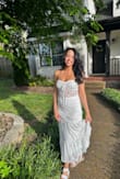 Beautiful two piece set! I bought this for my bachelorette in Nashville!!! The skirt fit was but the top was a little big. I am usually a size medium in bottoms and small in tops, but this set seems to work out perfectly! I cannot wait to wear it on my honeymoon! - Sierra M.