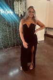 Love love love. I wore this to a formal wedding and received compliments all night ! The dress fit perfect and has some stretch. I wore a deep plunge strapless bra, danced all night and everything stayed in place. - Mandy R.